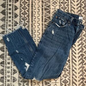 Abercrombie & Fitch Distressed Dark Blue Boyfriend Jeans